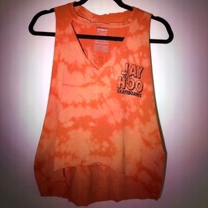 Cute orange tie dye skater muscle tank